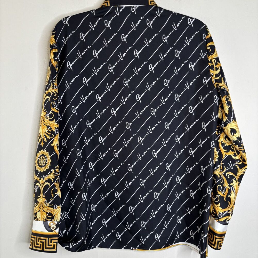 Versace Black & Gold Baroque Print Two-Piece Pantsuit - Picture 11 of 12
